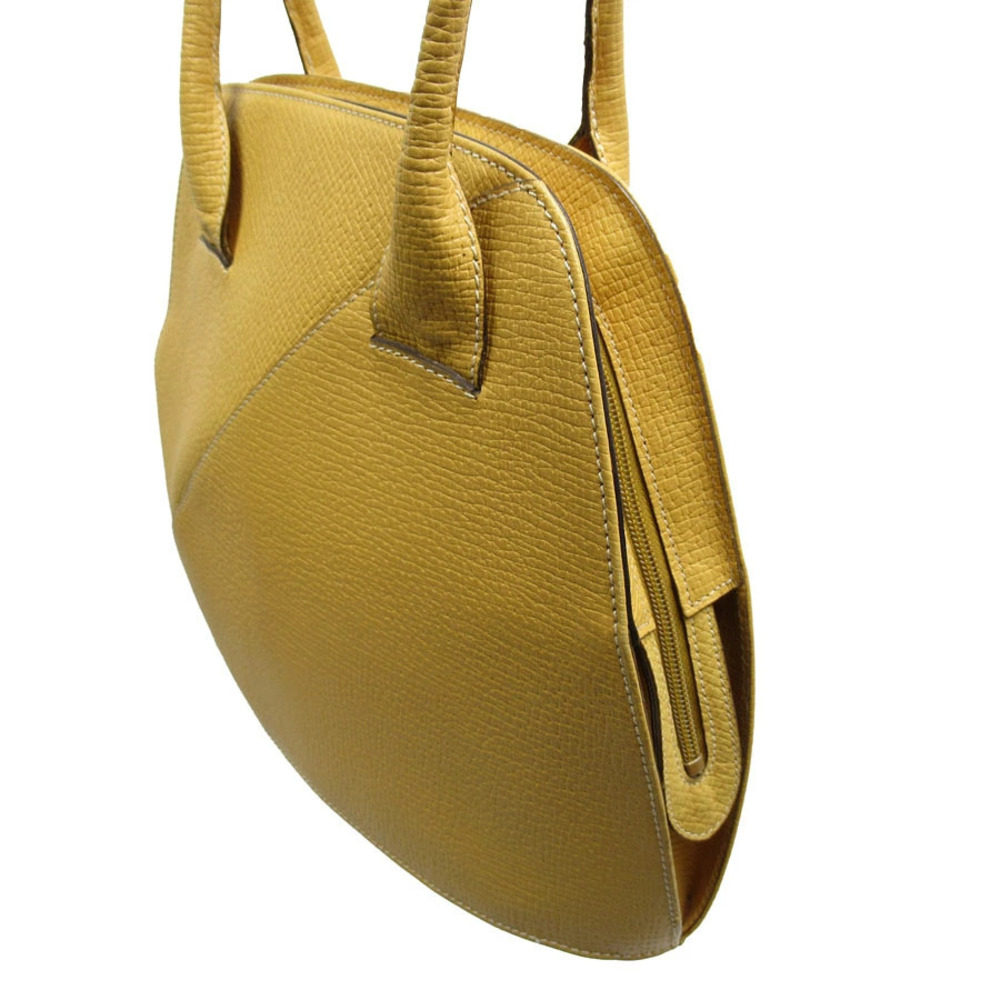 Loewe Leather Shoulder Gold Brown Embossed Bag Gold Brown